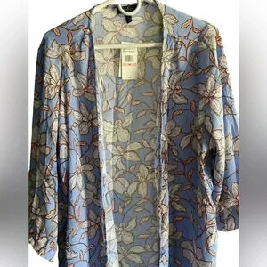 Jessica Simpson NWT Open Duster Two Large Slits Floral Pattern Size 2X